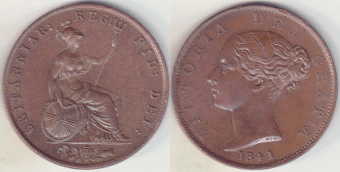 1841 Great Britain Half Penny (aUnc) A001597